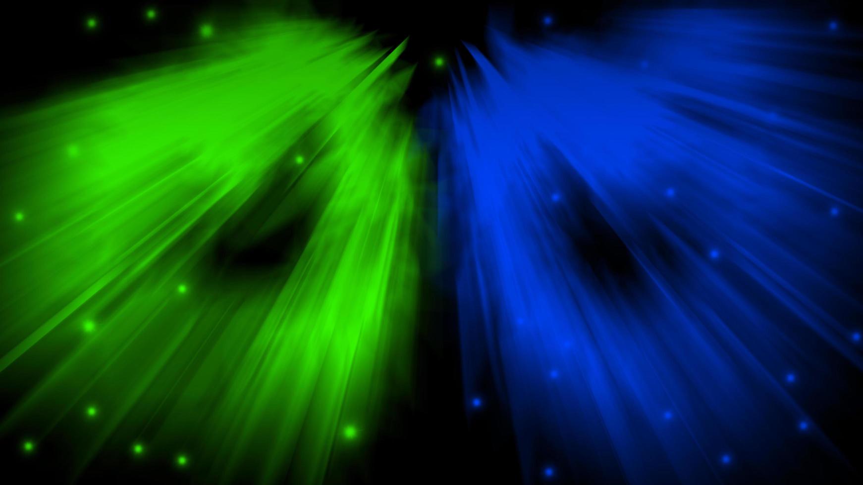 concepto de fondo de diseño de patrón de movimiento de velocidad de luz en color verde y azul en el fondo negro foto