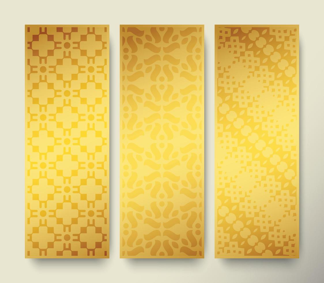 Gold vertical banner with minimal pattern vector