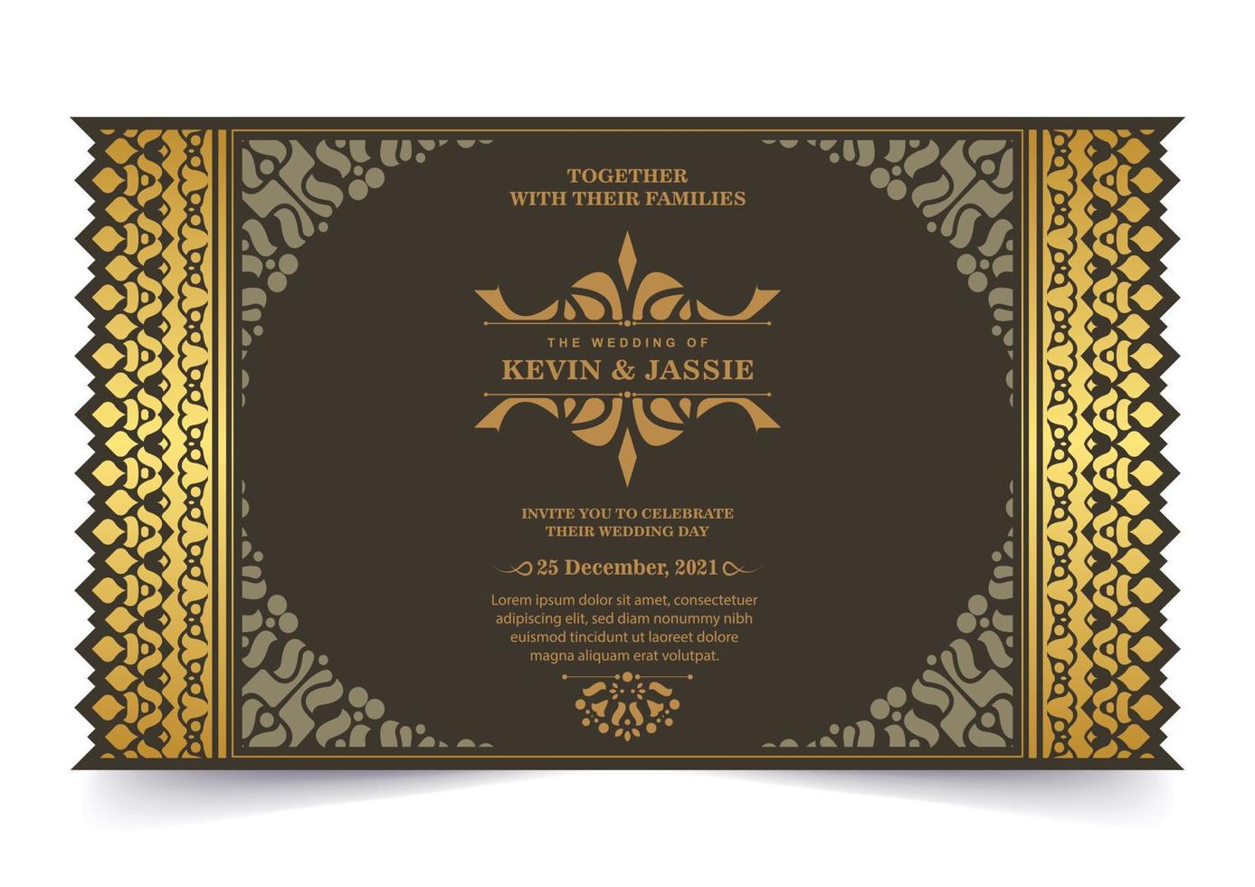 plantilla de tarjeta de invitación de vector dorado vintage de lujo