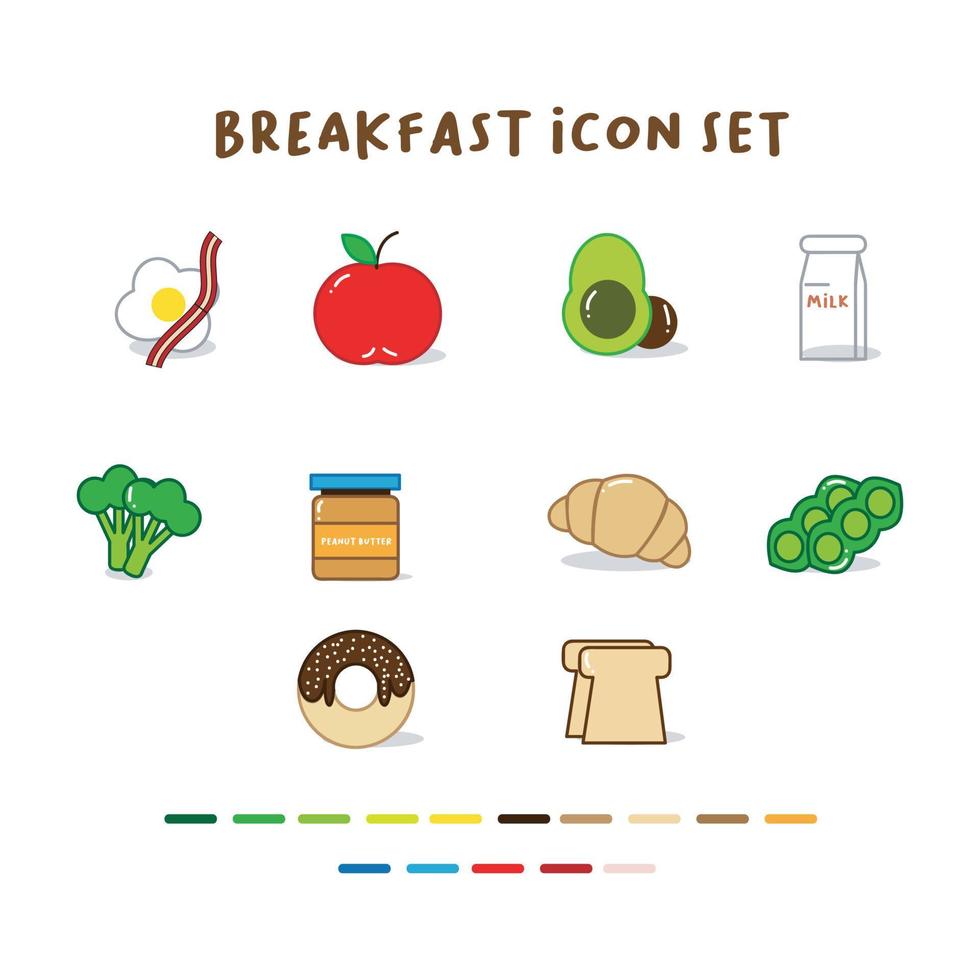 Break Fast Icon Set vector