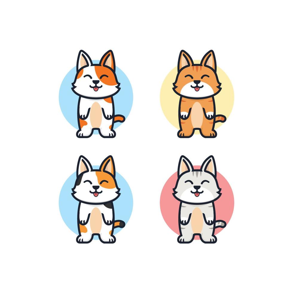 Cute colorful cat mascot vector