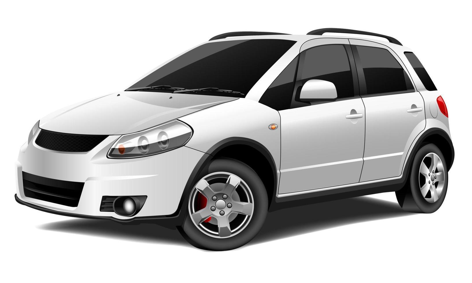 Realistic vector white car coupe sport transportation on isolated background
