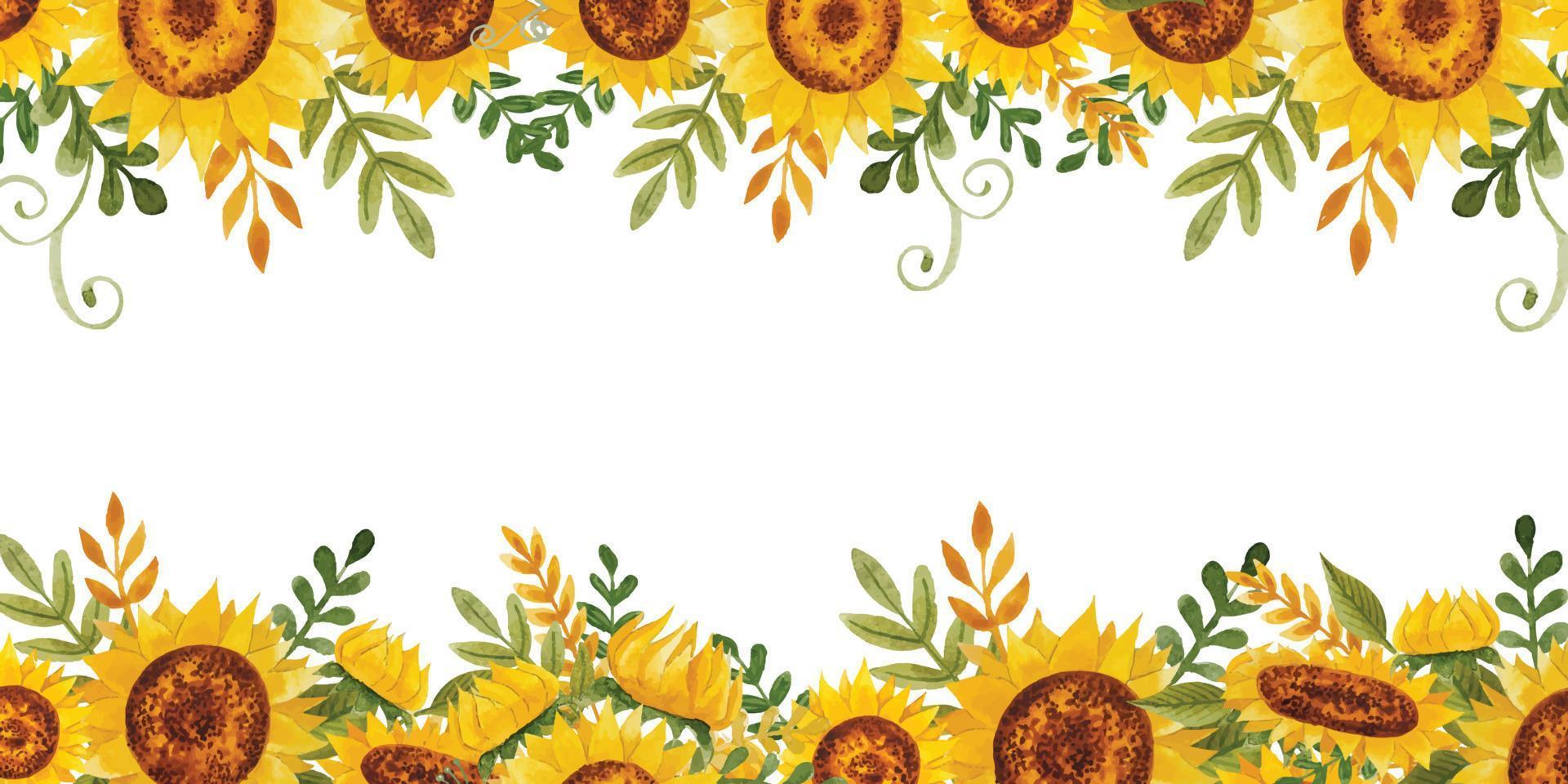 Watercolor sunflowers frame vector