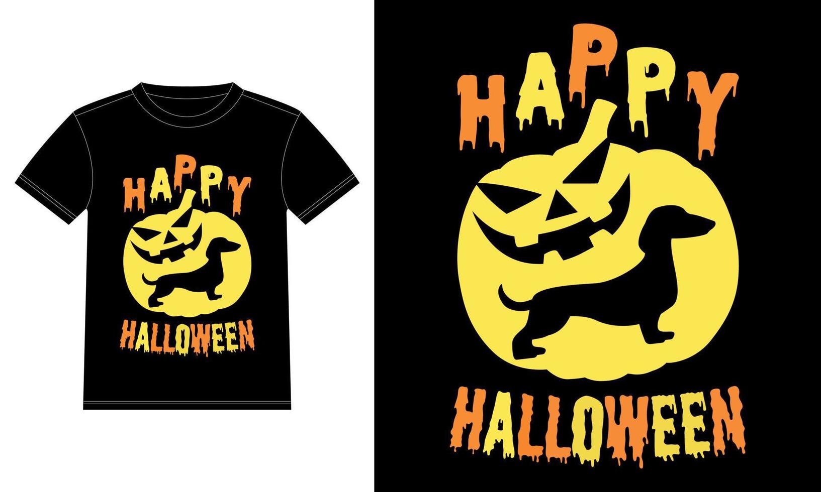 Dachshund in Pumpkin Funny Happy Halloween T-Shirt vector