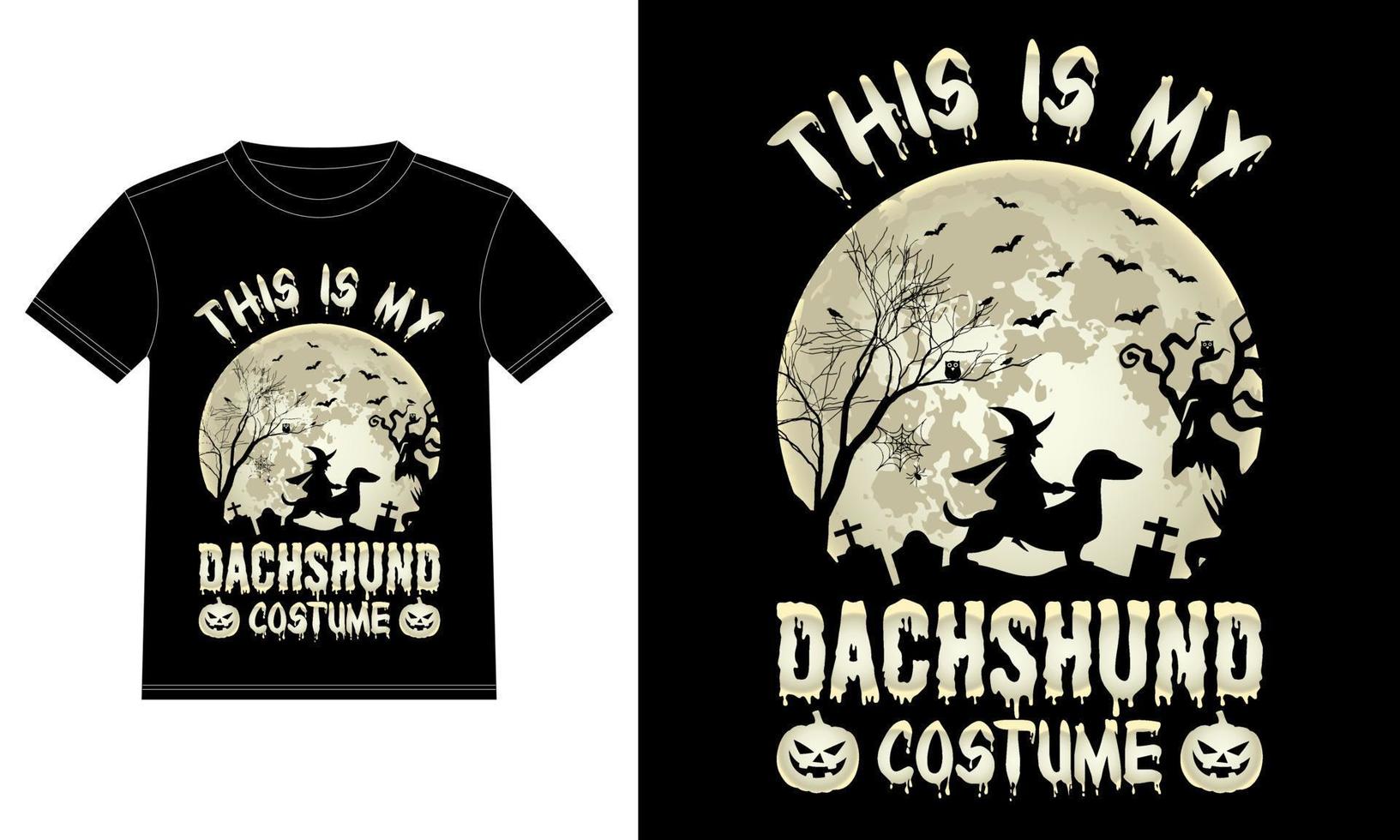 This is My Dachshund Costume in moon Funny Halloween T-Shirt vector