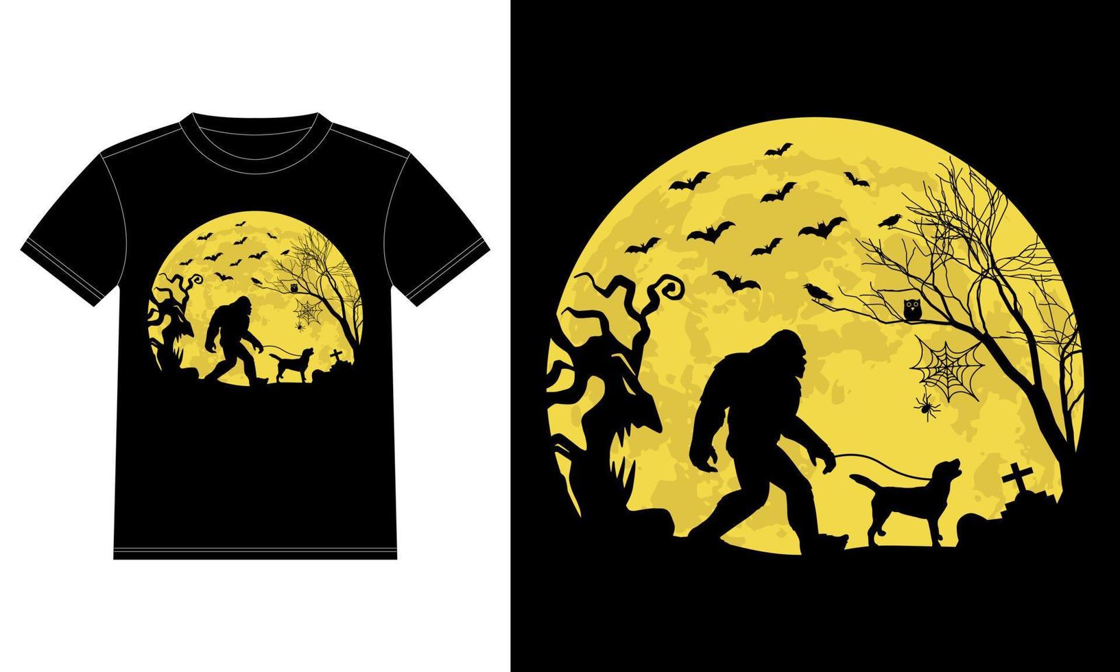 Bigfoot Walking Labrador Retriever Funny Halloween T-Shirt vector