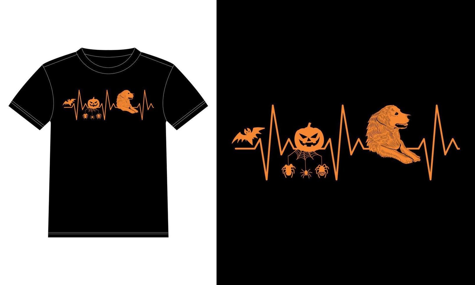 Labrador Retriever Pumpkin Heartbeat Spider Web Funny Halloween T-Shirt vector