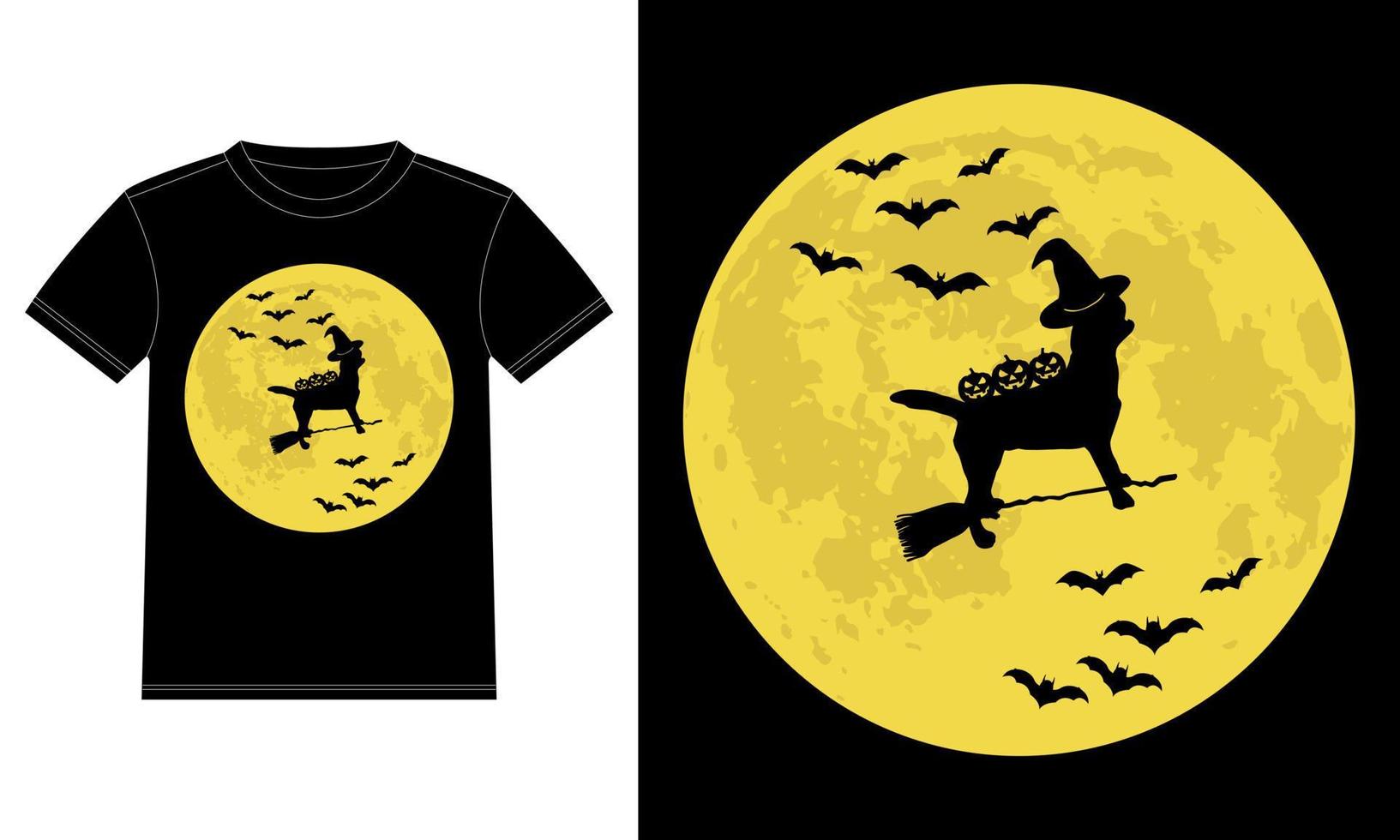 Labrador Retriever Witch in Moon Funny Halloween T-Shirt vector