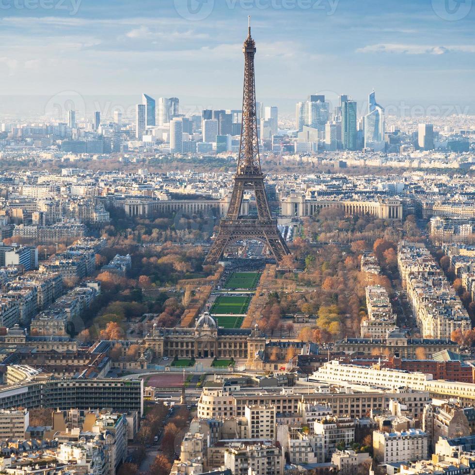 above view of Eiffel Tower and champ de mars photo