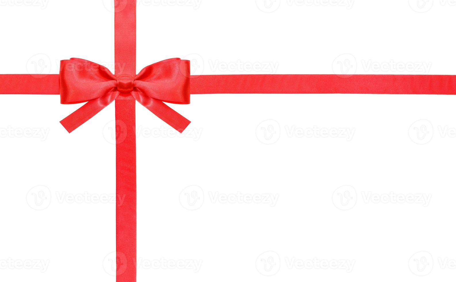 red satin bow knot and ribbons on white - set 1 photo