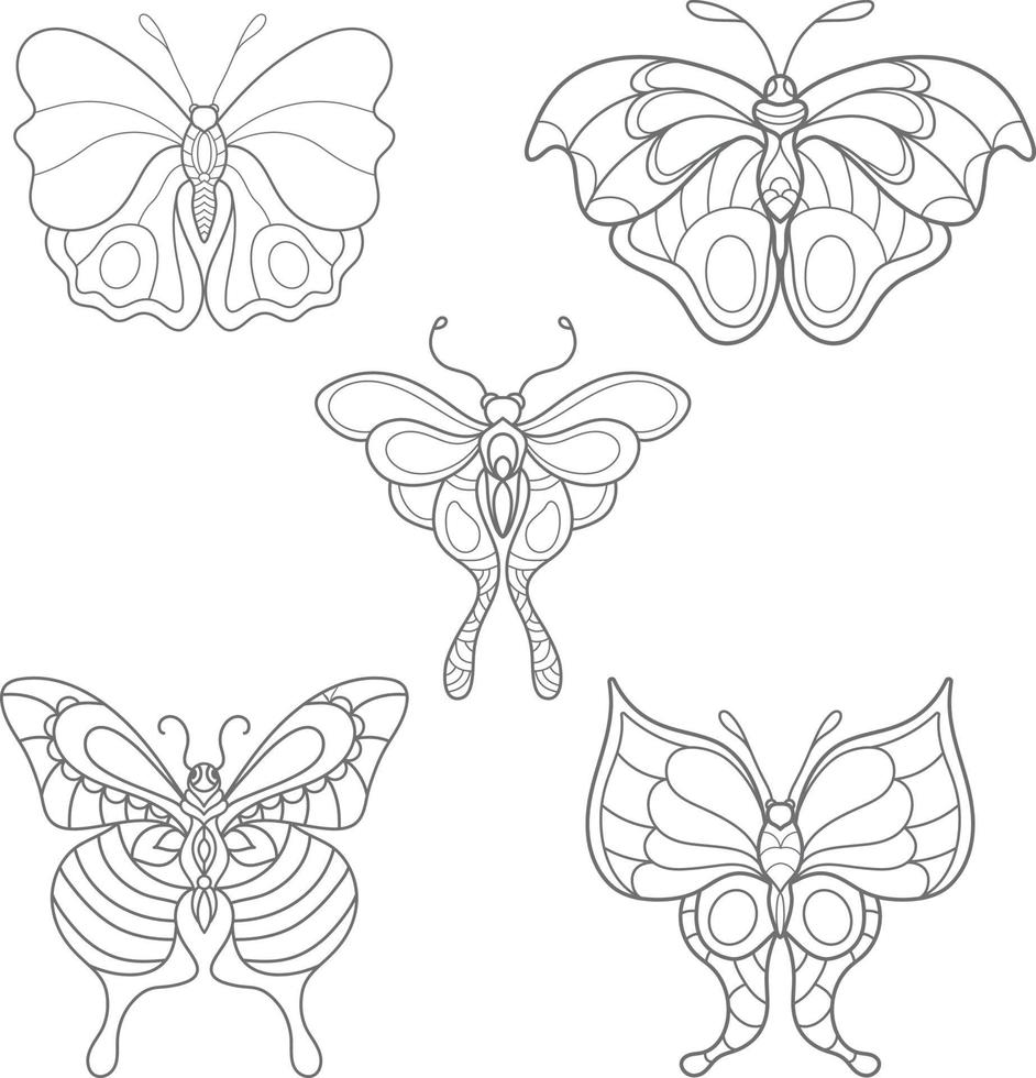 página para colorear de mariposas para niños vector