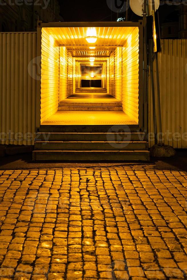 illuminated pedestrian crossing in night photo