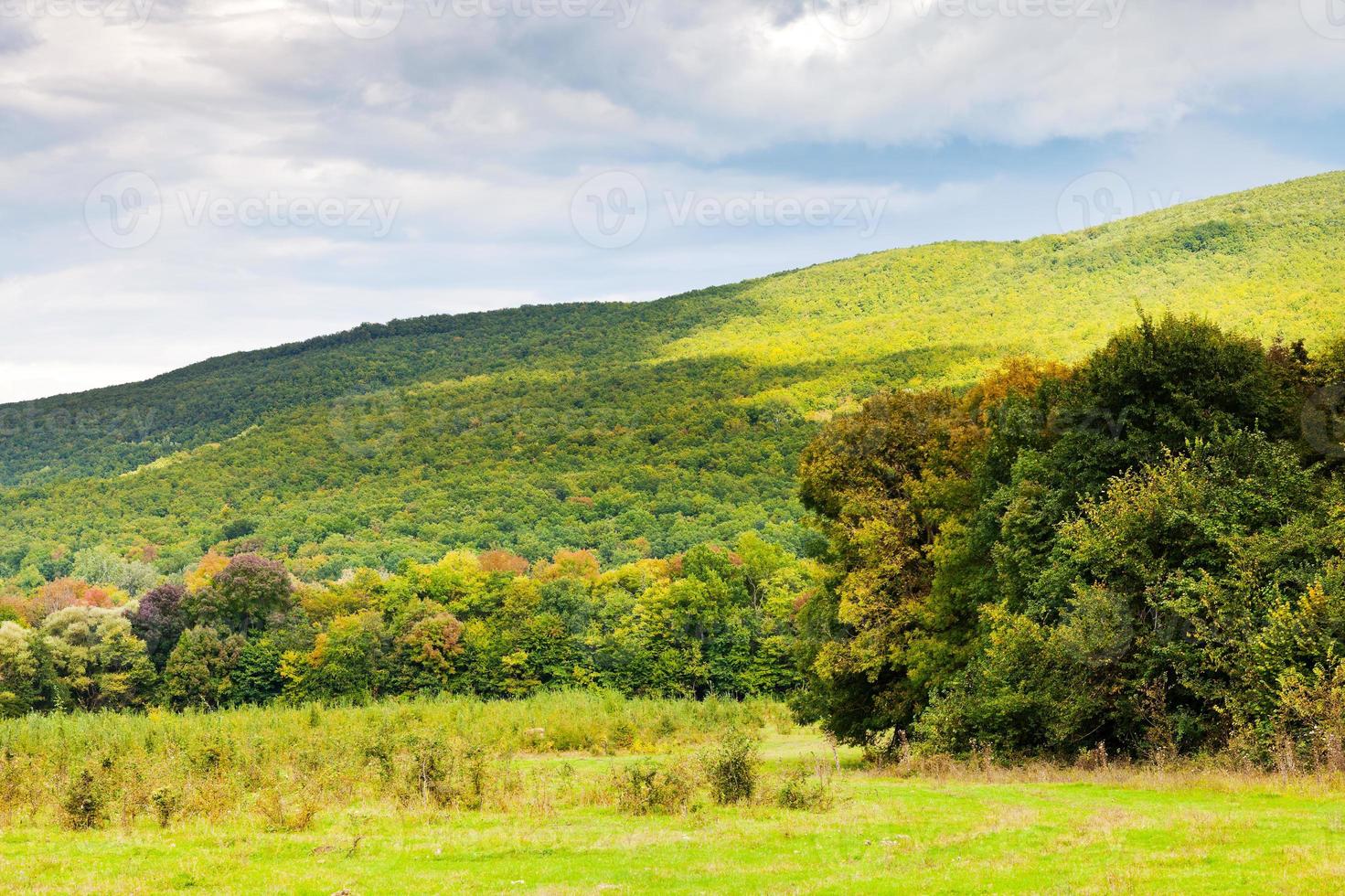 view of slope caucasian mountains photo