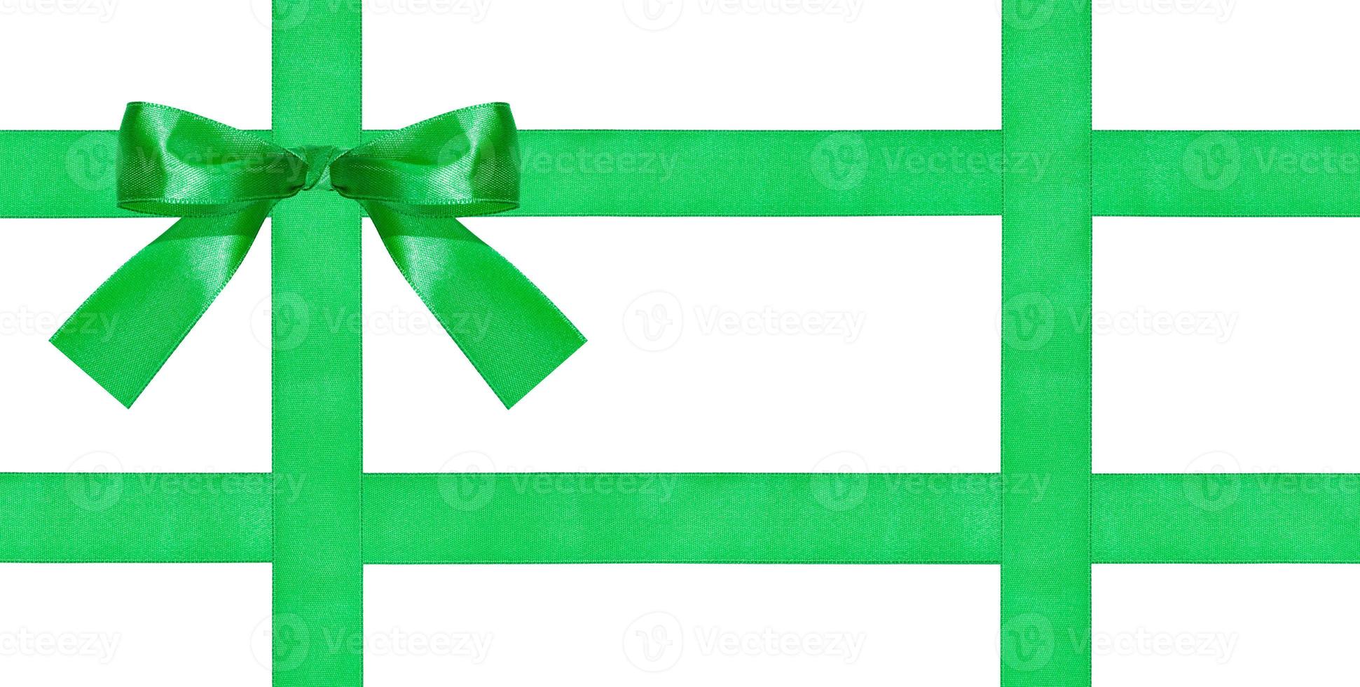 one big green bow knot on four satin ribbons photo