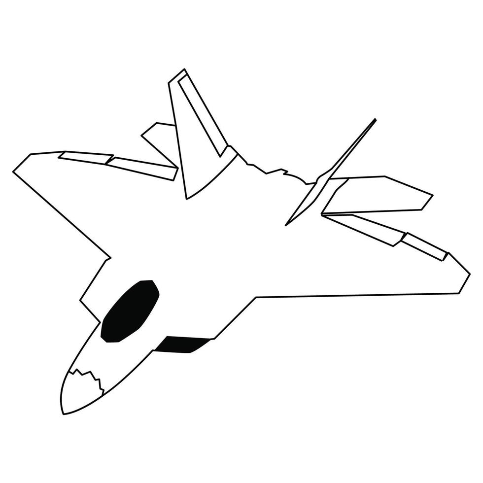 F22 raptor jet fighter black and white vector design