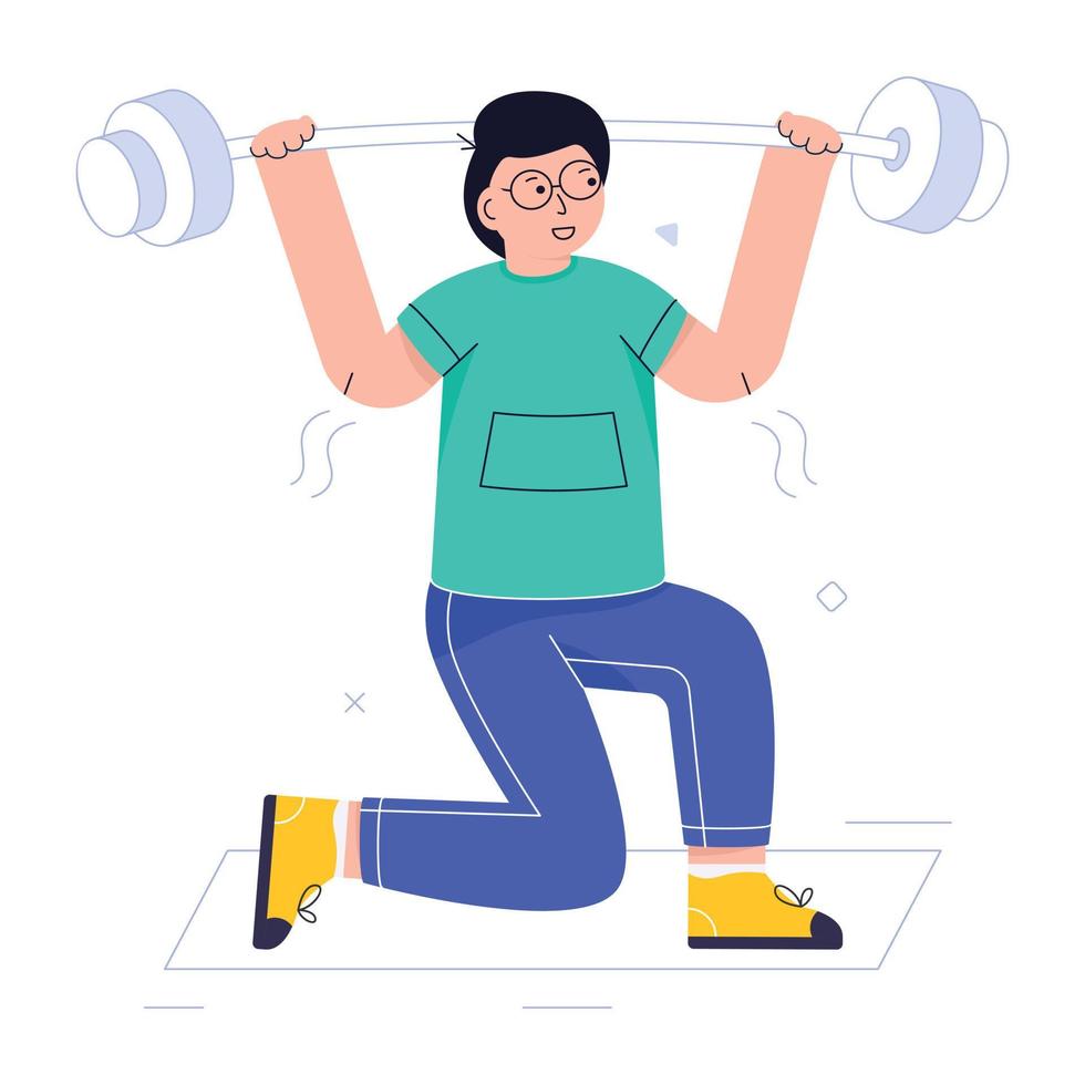 Man lifting weight, flat illustration of fitness vector