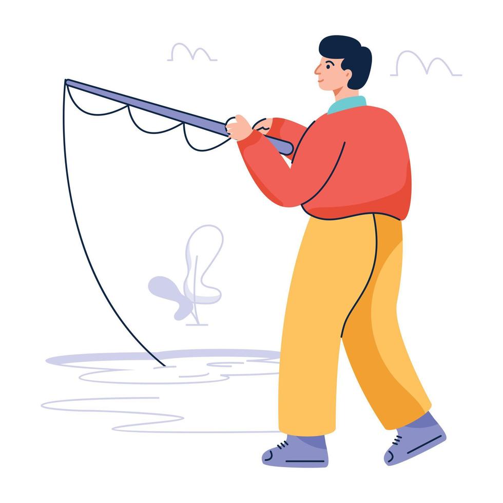 A modern flat vector of fishing