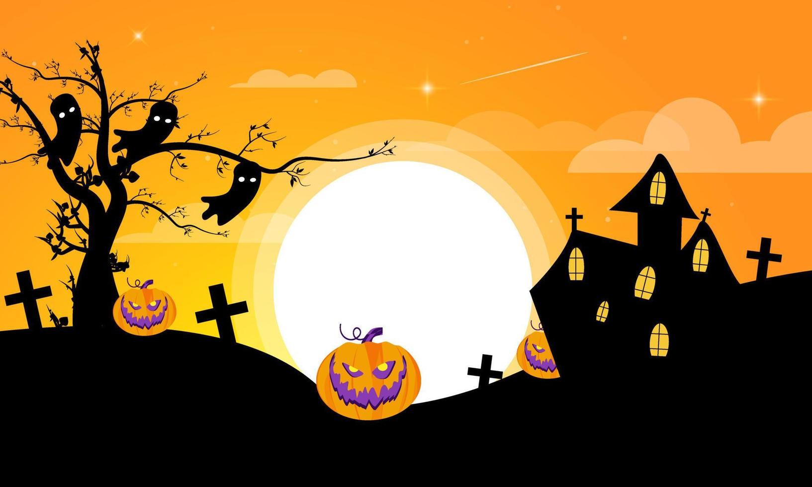 lindo fondo para halloween con elementos fantasmas y calabazas vector