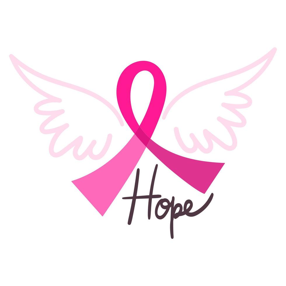 Hope lettering design with Pink ribbon, Brush style for poster, banner and t-shirt. vector