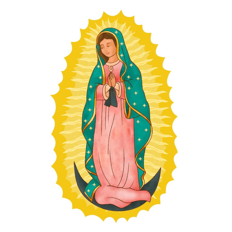 Our Lady of Guadalupe Mexican Illustration catholic virgin Mary vector