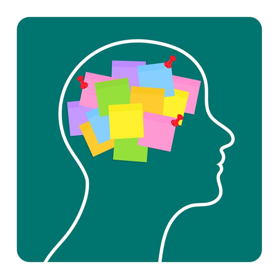 World mental health day illustration. Silhouette of a man's head with brain. vector