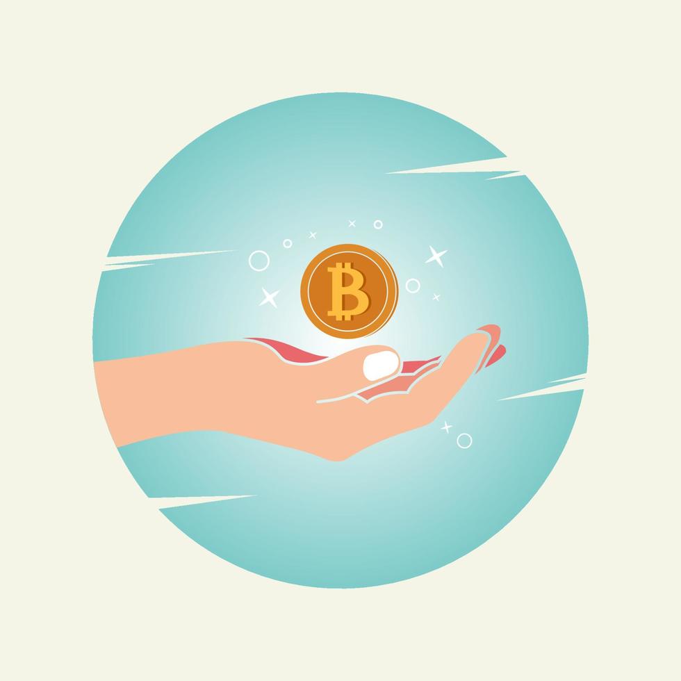 Hand with bitcoin icon design vector illustration