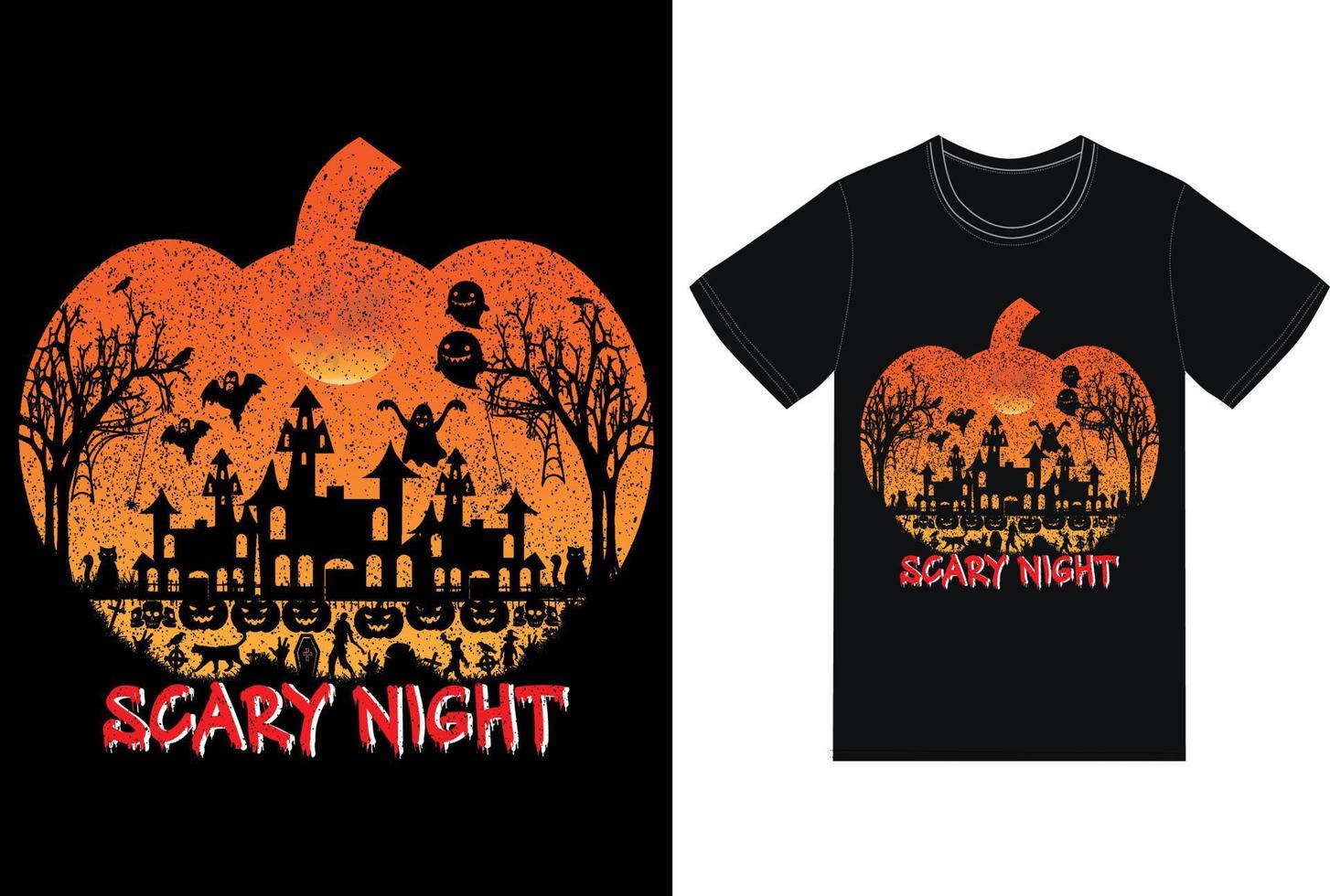 Halloween Day t shirt design. Halloween pumpkin background scary night vector illustration