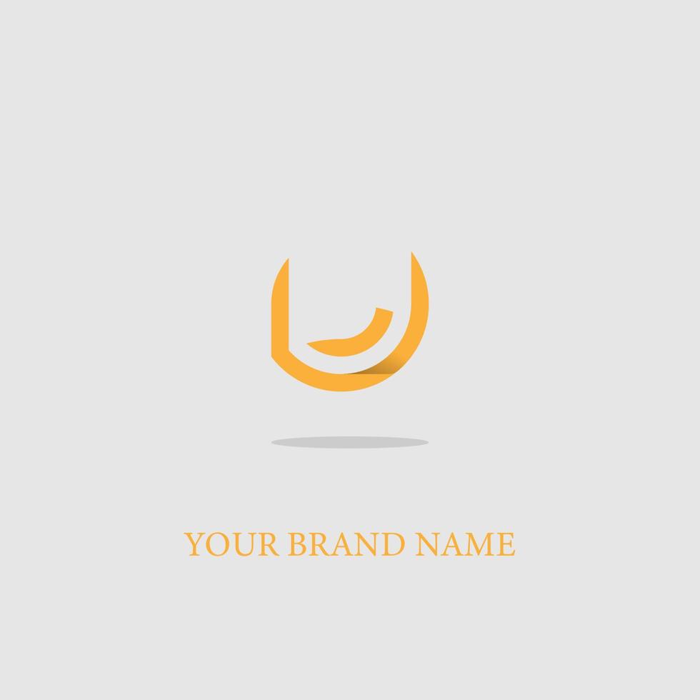 elegant simple M and U icon design letter logo with yellow and orange mock up 3d style vector