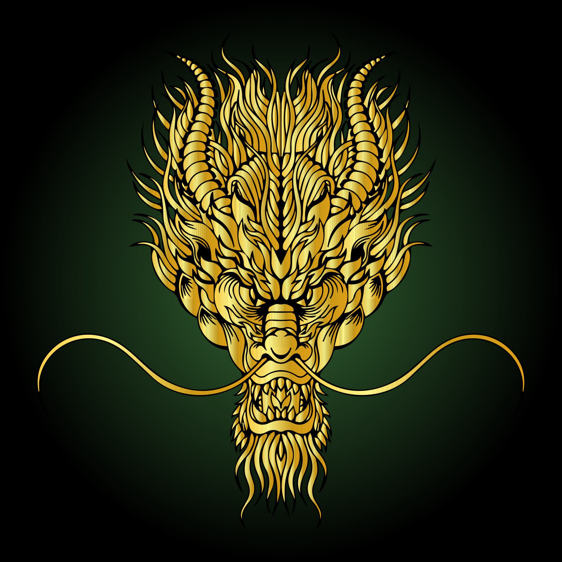 Gold chinese head dragon illustration 11441018 Vector Art at Vecteezy