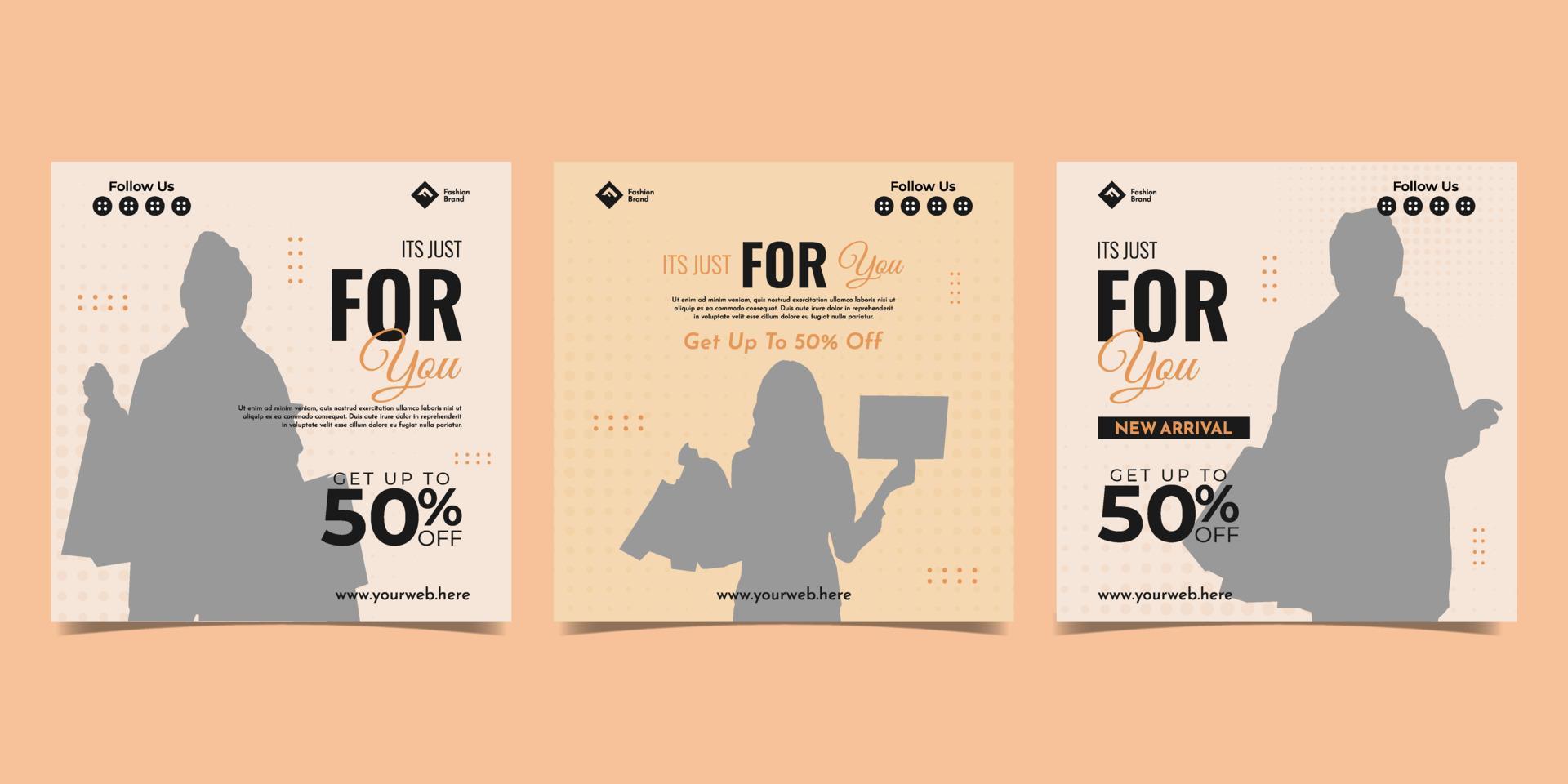 Collection of social media post banner template design vector