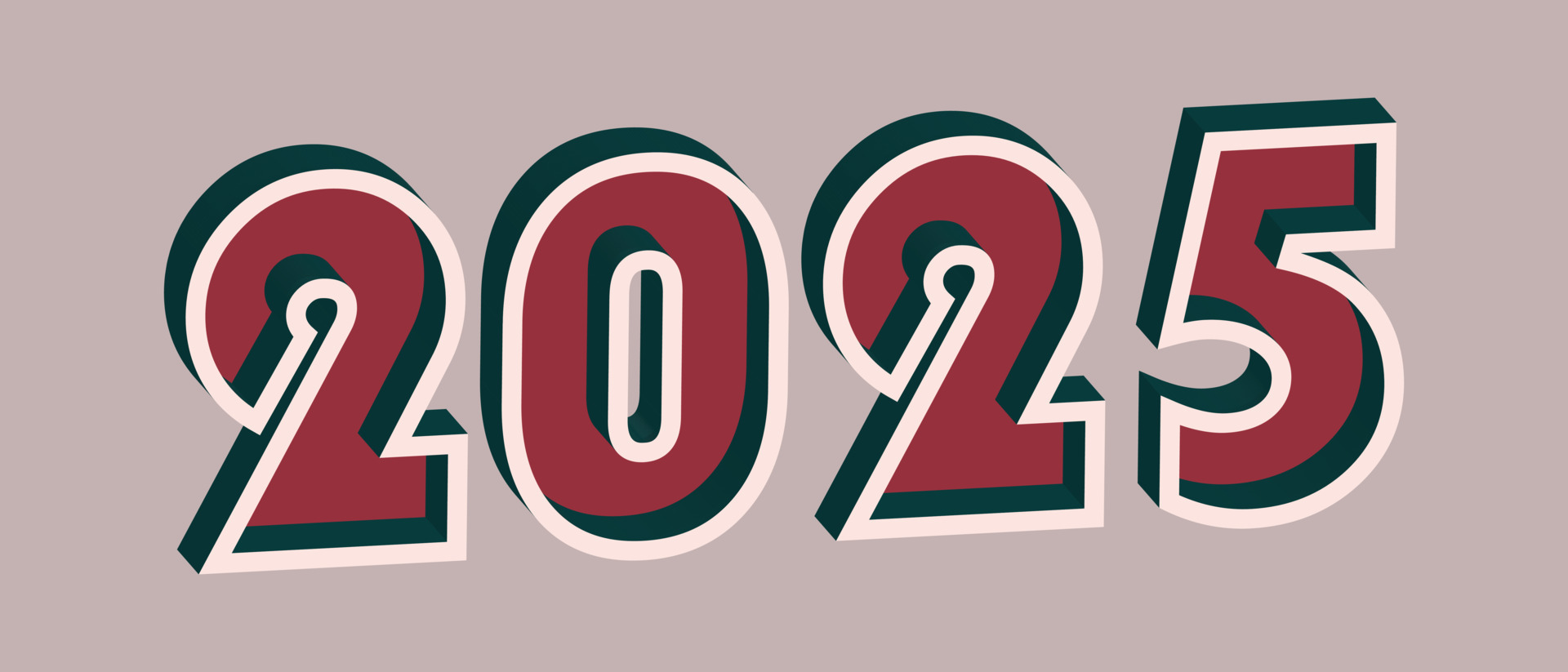 2025 year with 3D effect in retro style. Well red and Deep Teal colors 11441093 Vector Art at