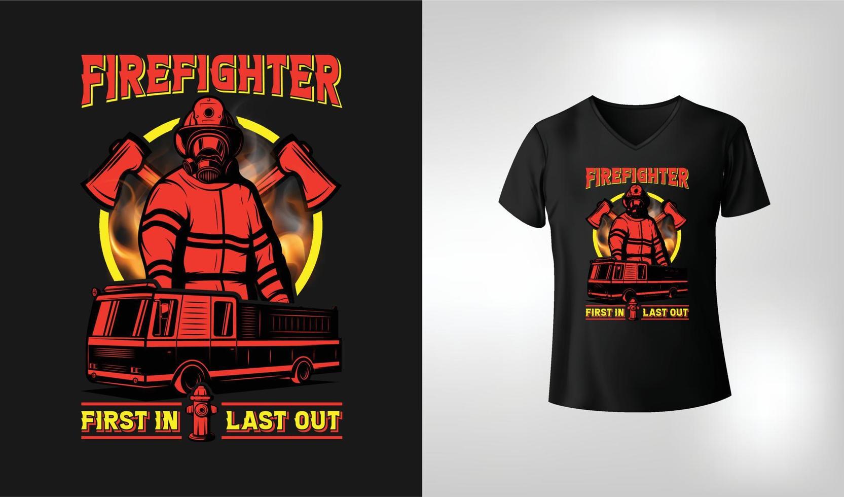 diseño de camiseta de bombero vector