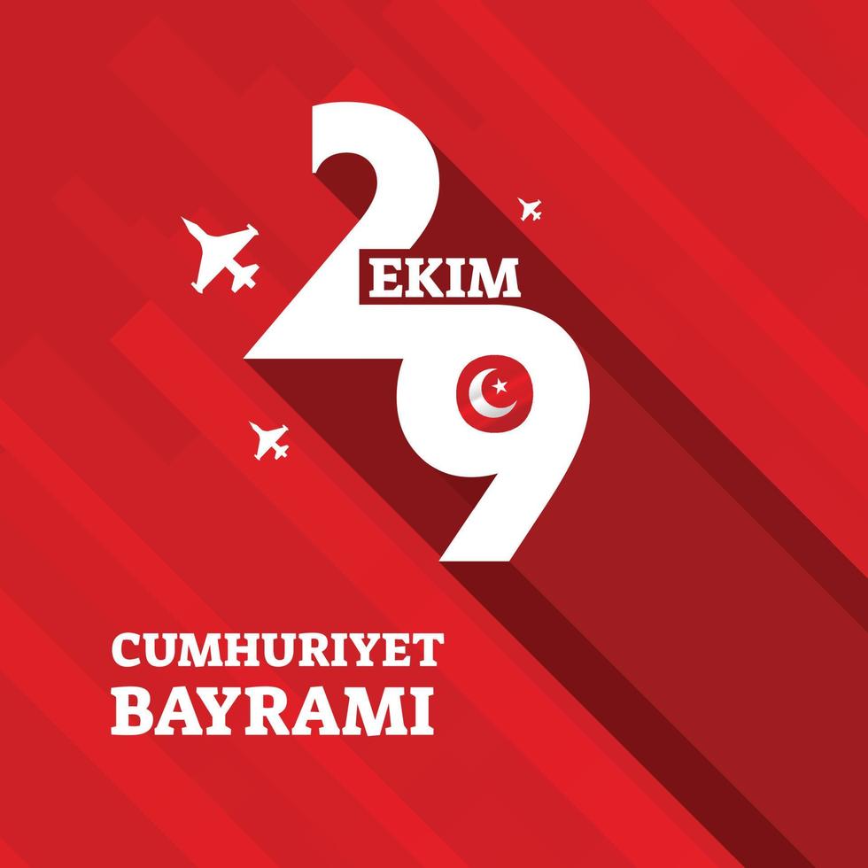 día de la república turca vector diseño plano 29 ekim cumhuriyet bayram