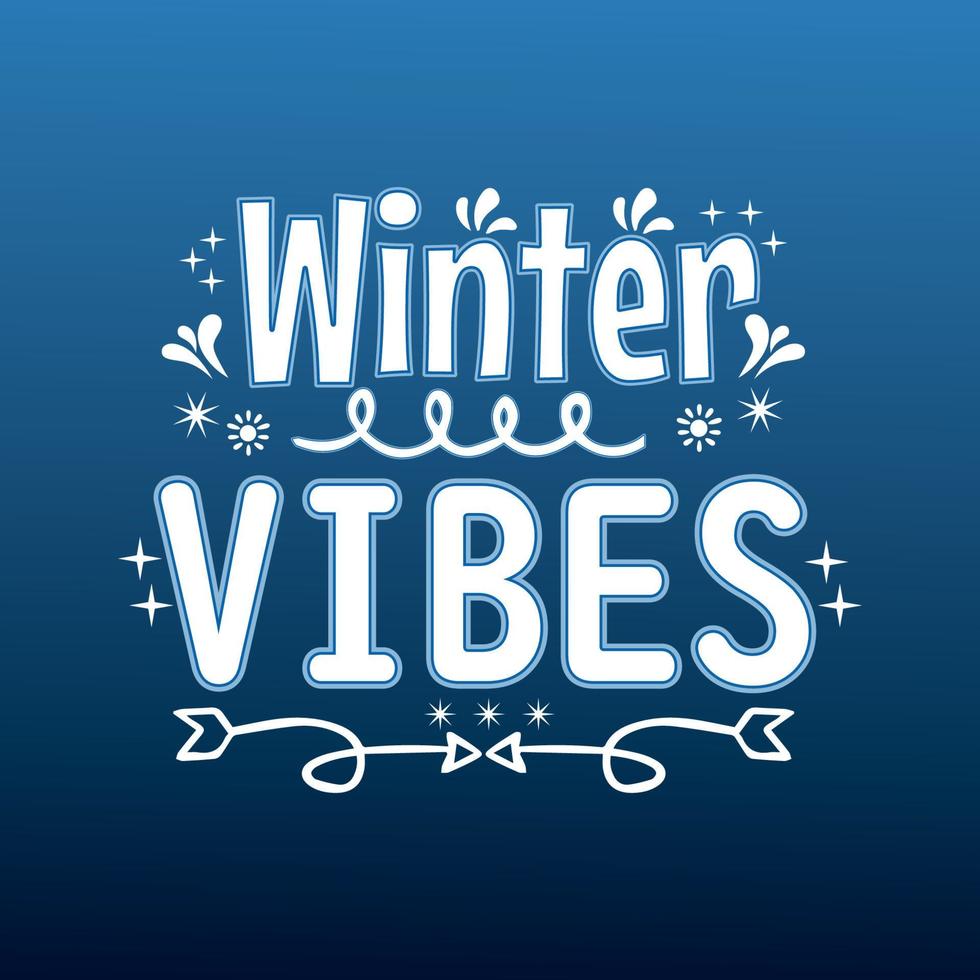 letras vectoriales de 'vibras de invierno' para tarjetas de felicitación de felices fiestas. vector