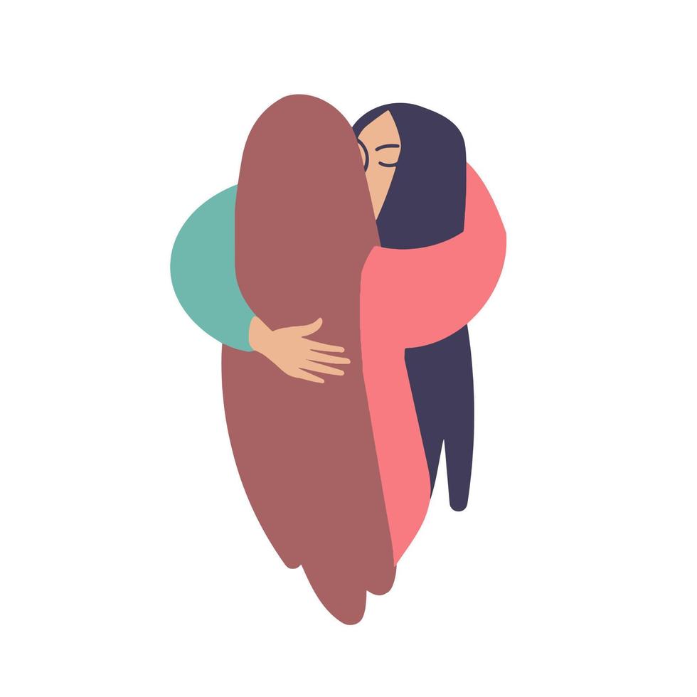 Kiss between two women. Two women in an embrace vector