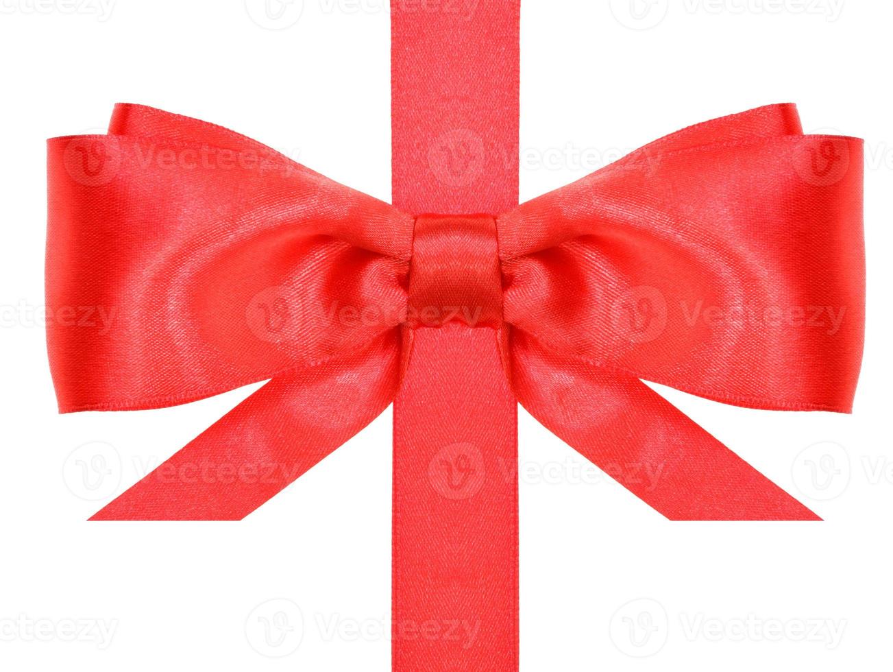red bow with horizontal cut ends on ribbon photo