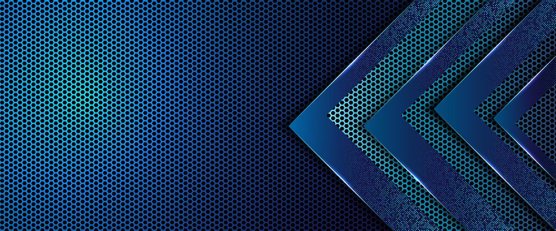 Abstract hexagon dark blue metal background. banner poster template design, Vector illustration.