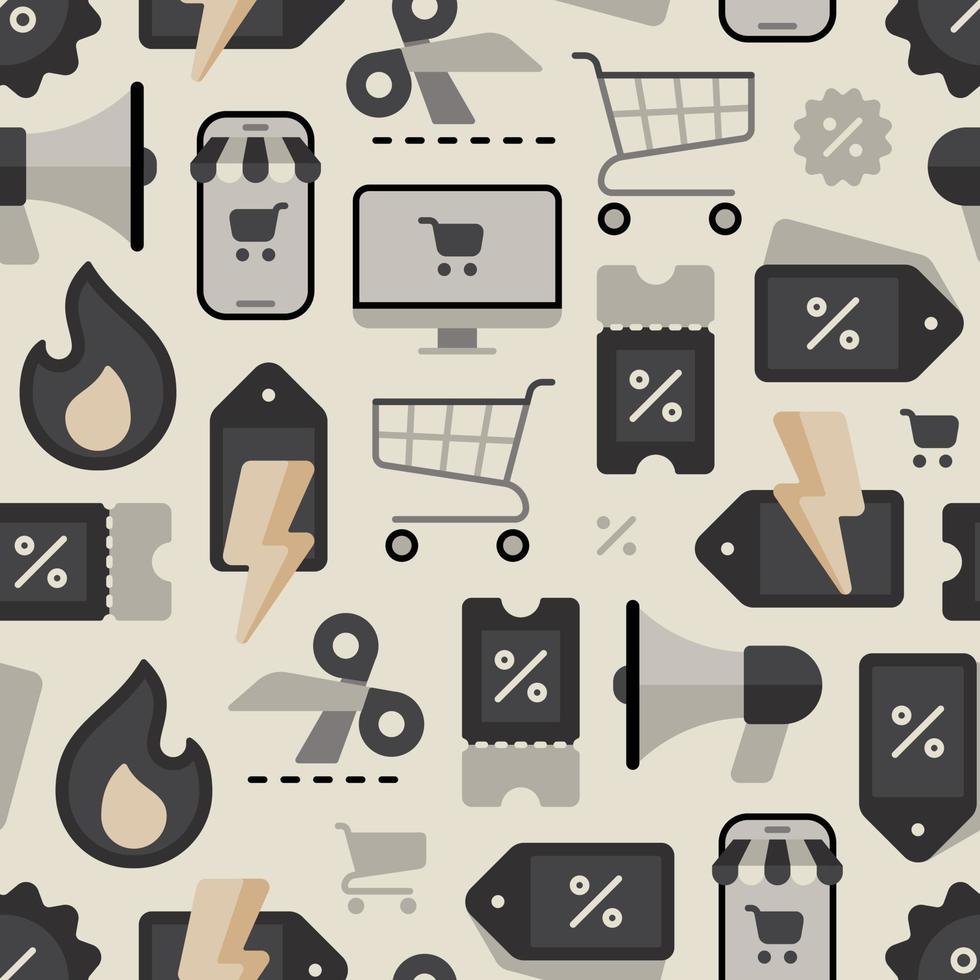 Black friday and cyber monday themed seamless pattern of vintage colored icons vector