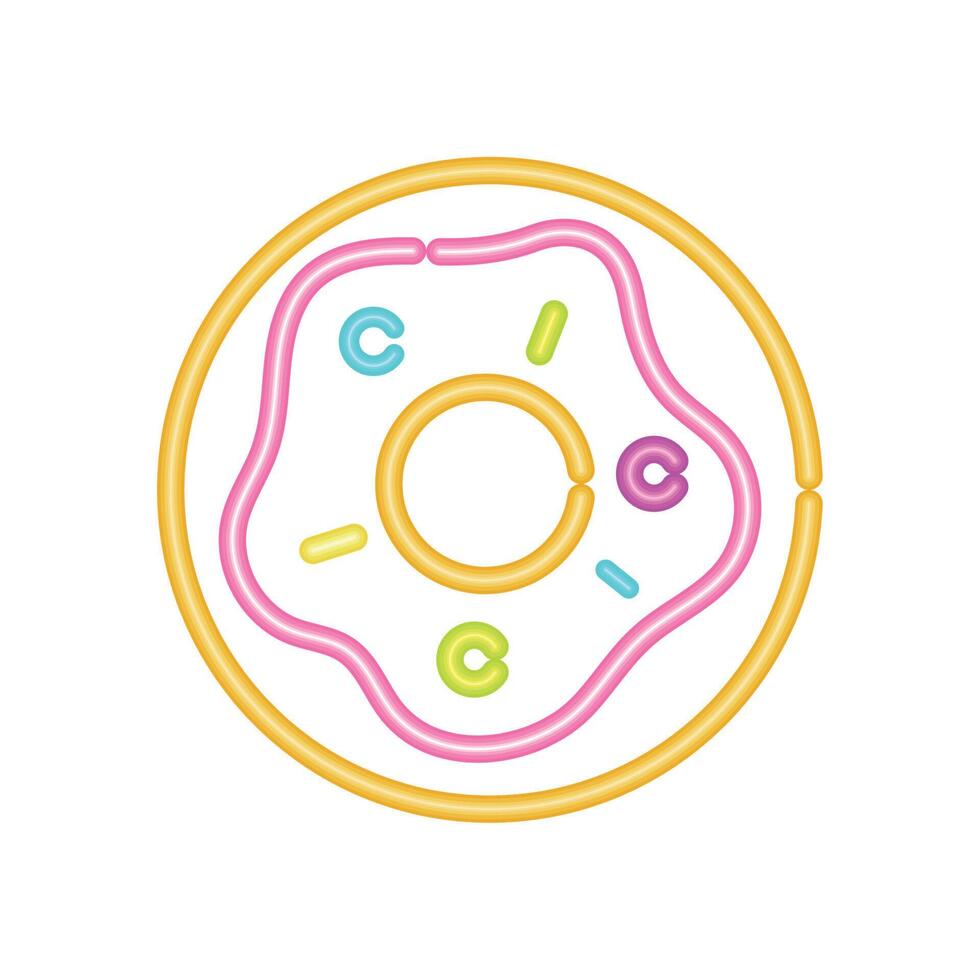 donut estilo luz de neón vector