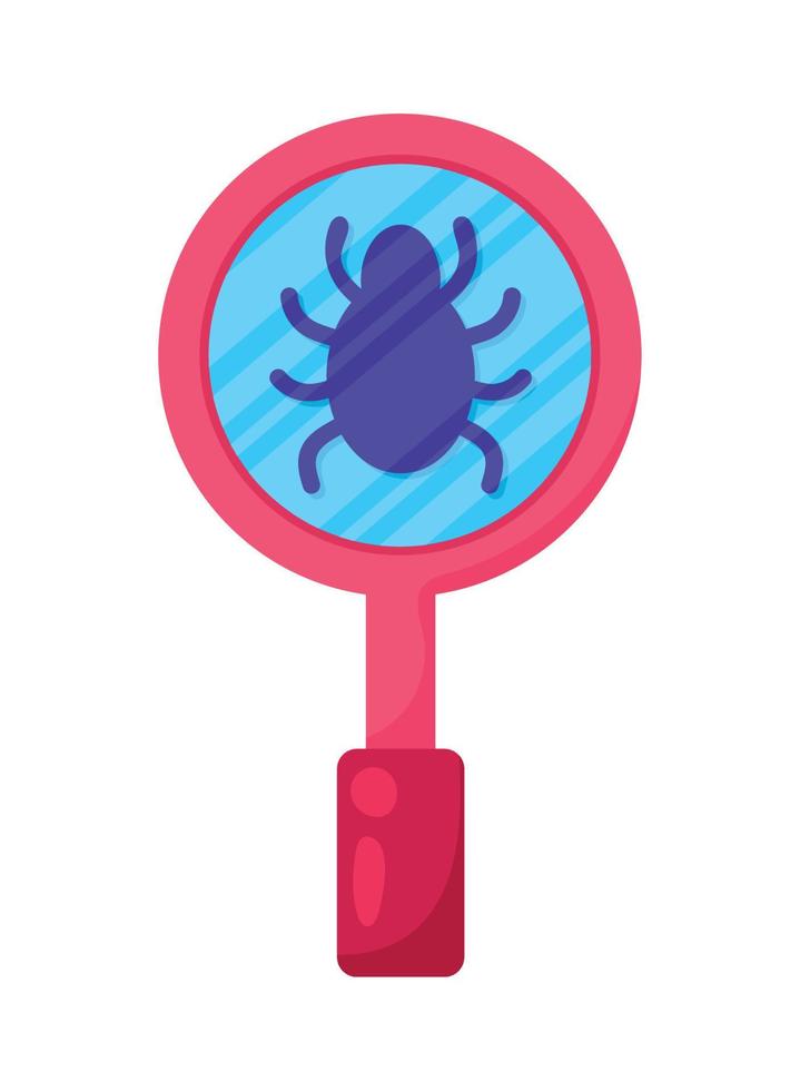 magnifying glass with bug vector