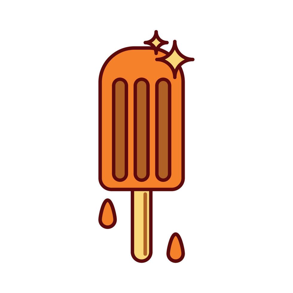 orange ice cream in stick vector