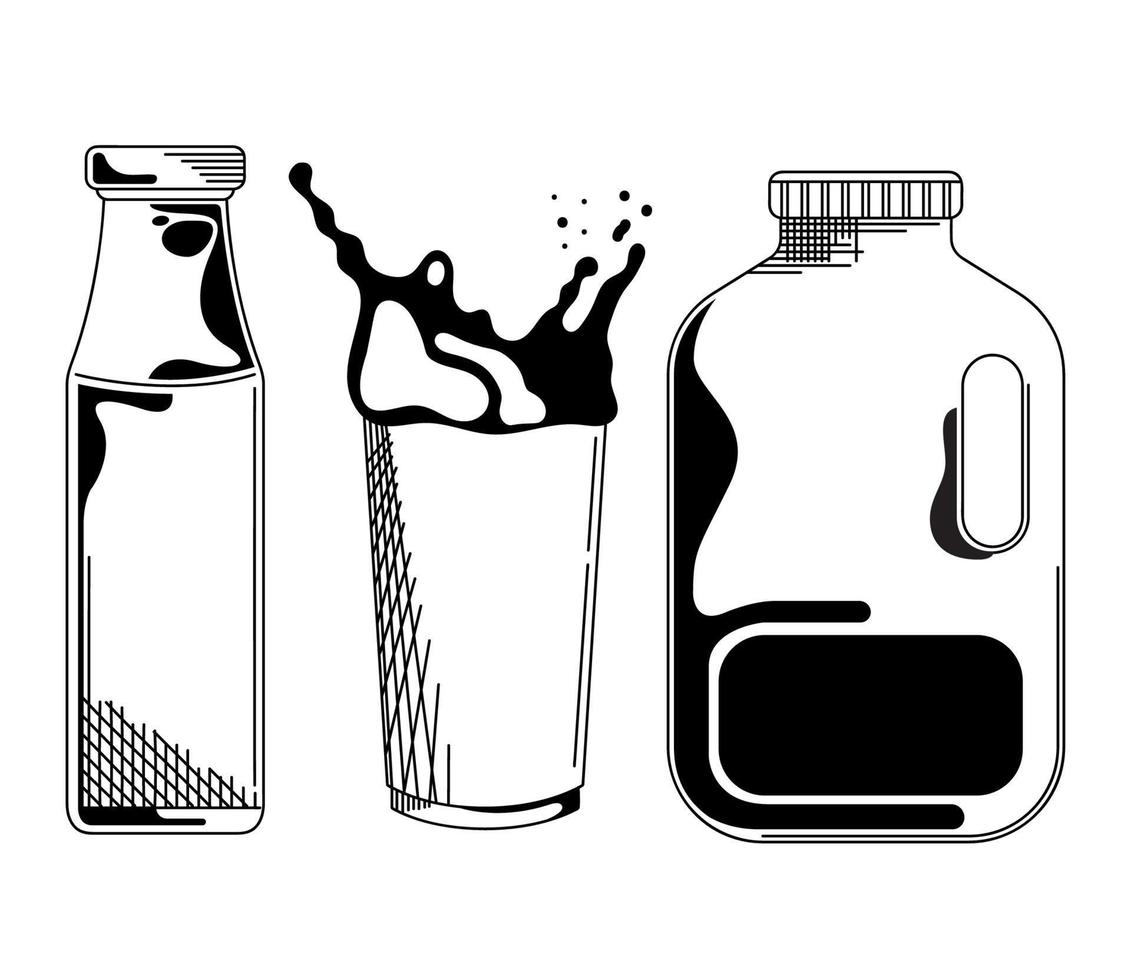 dairy products three icons vector