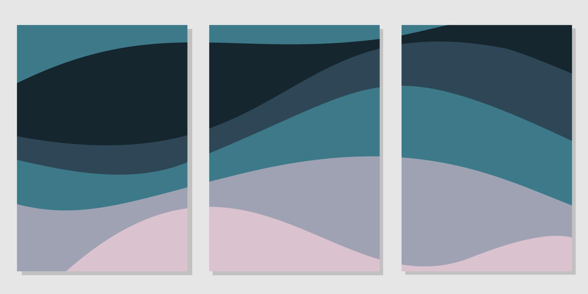 conjunto de diseños de decoración de paredes con patrones de ondas de colores. diseño de ilustración para el interior del hogar vector