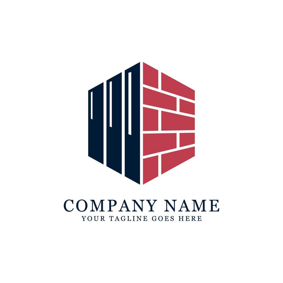 brick wall building exterior logo design vector, best for real estate, construction,apartment, business logo inspirations vector