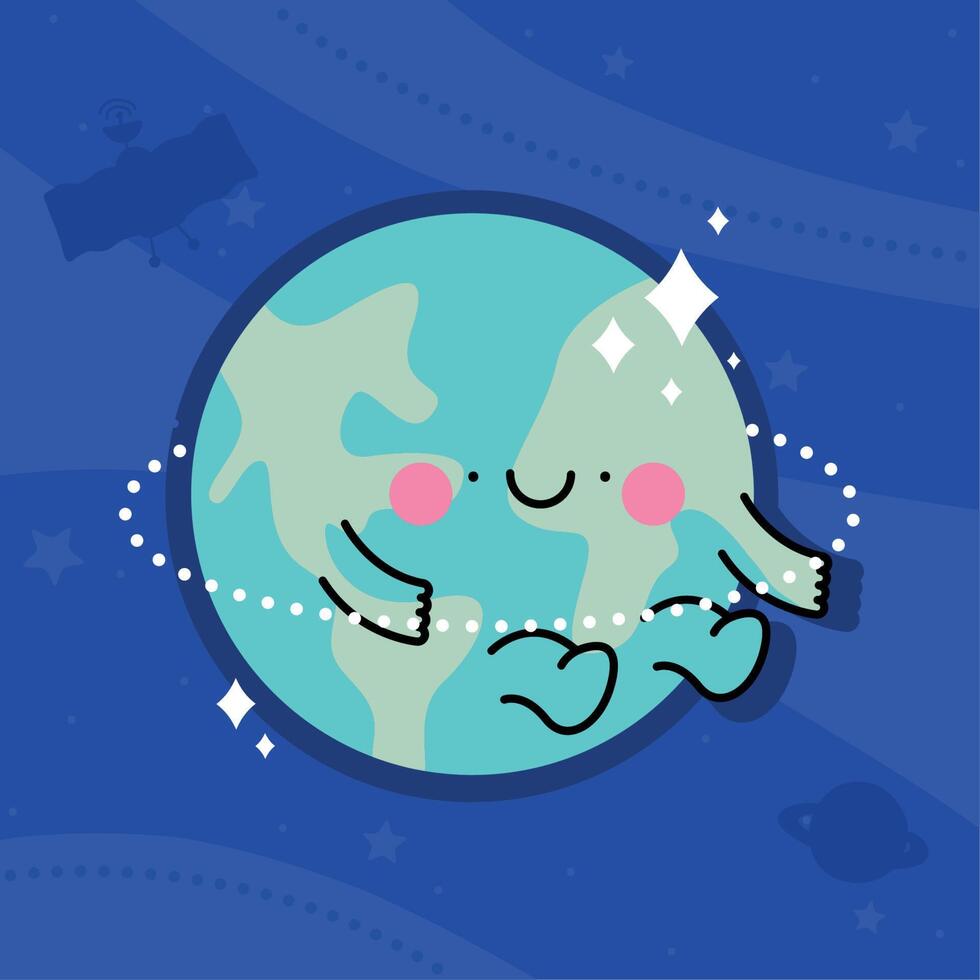 earth planet kawaii vector