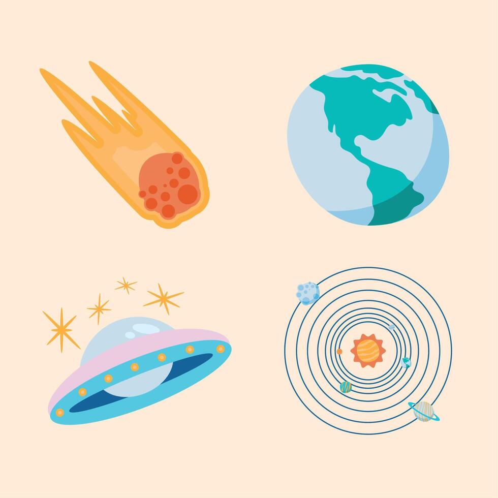 four space outer icons vector