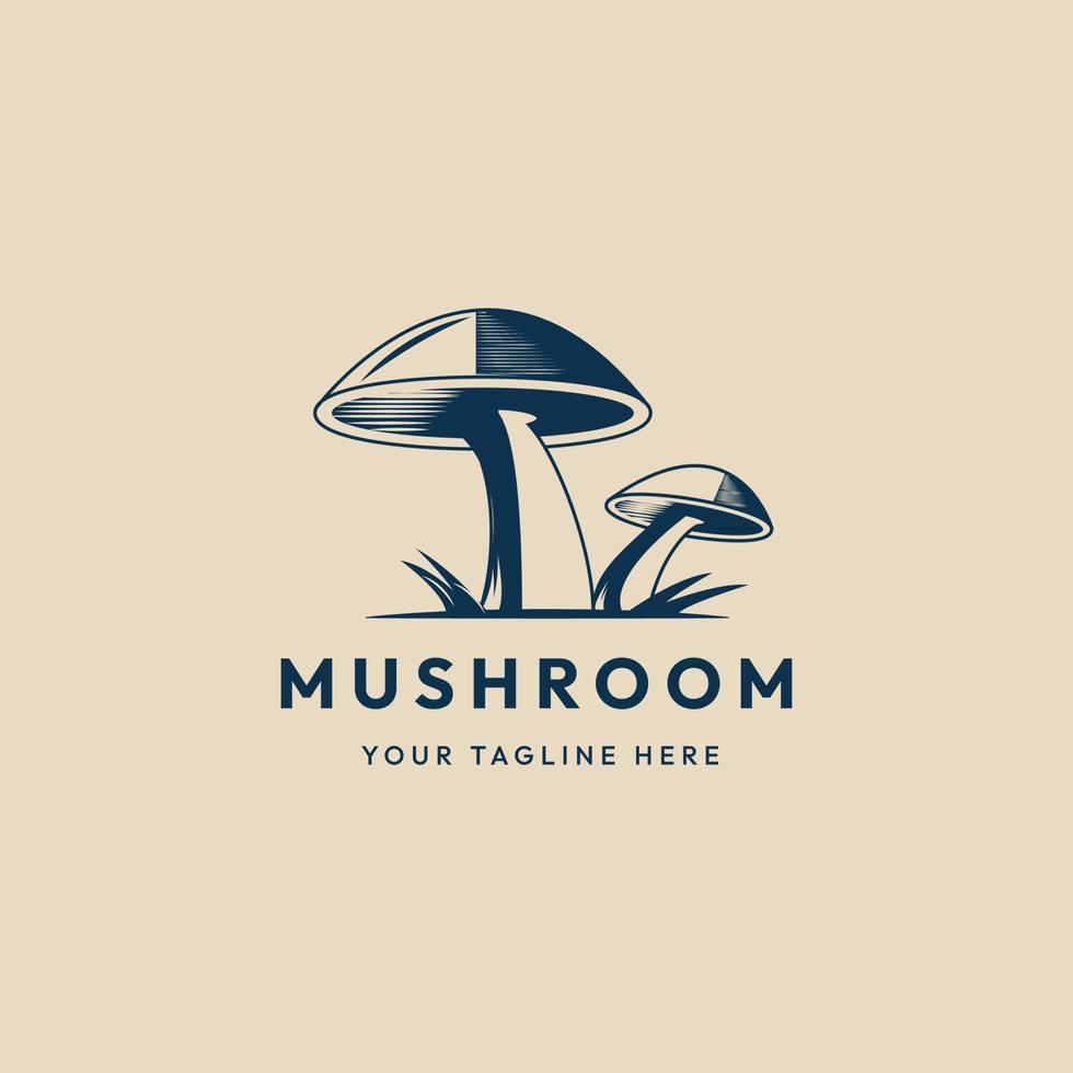 mushroom vintage logo, icon and symbol, vector illustration design