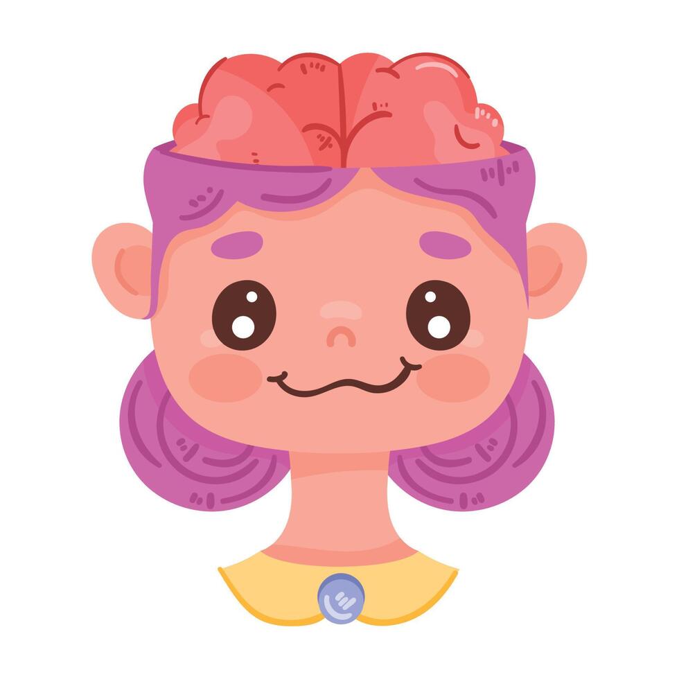 girl with brain organ vector