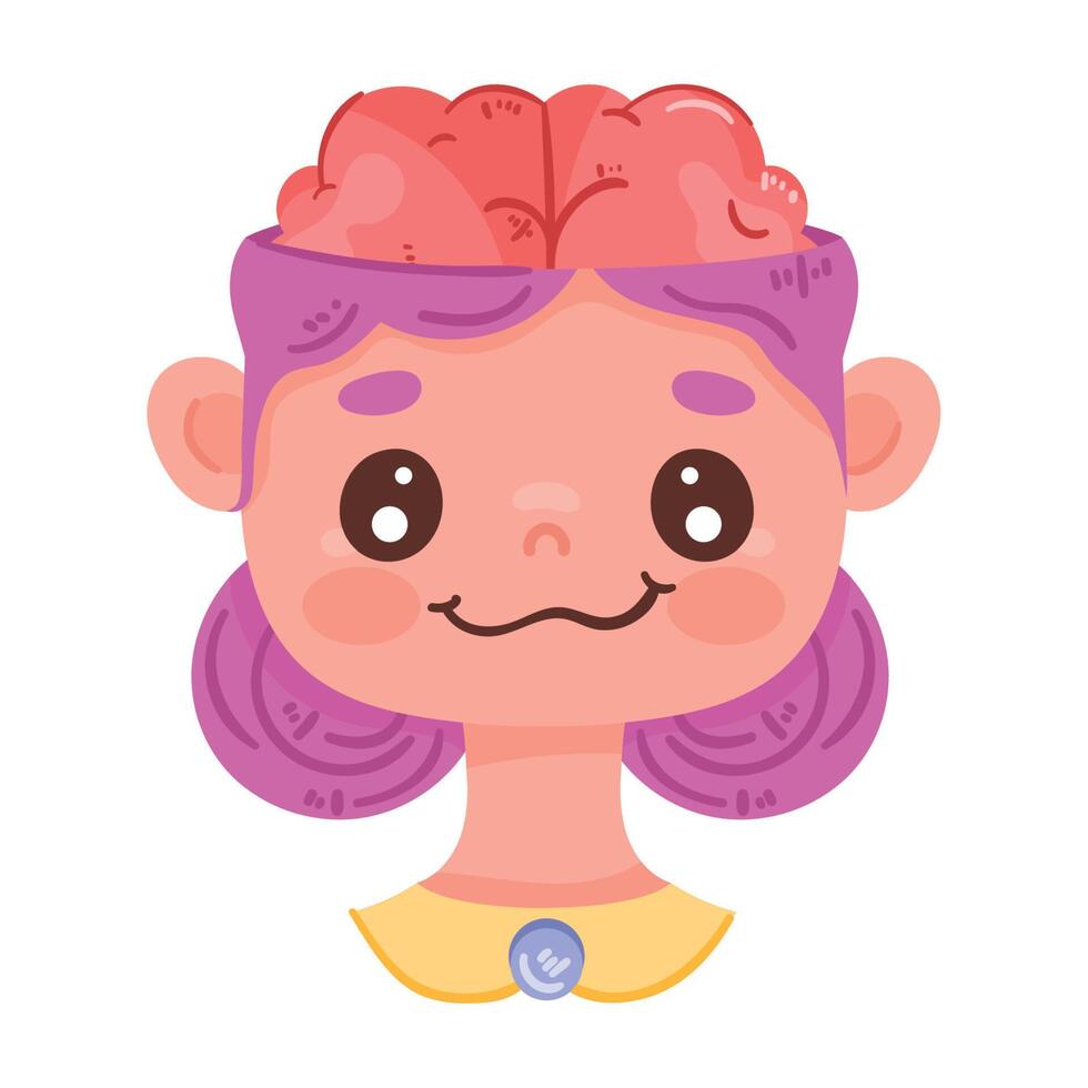 niña con órgano cerebral vector