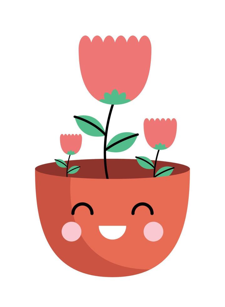 rosa en maceta kawaii vector